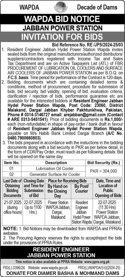 Wapda Jabban Tender Notice
